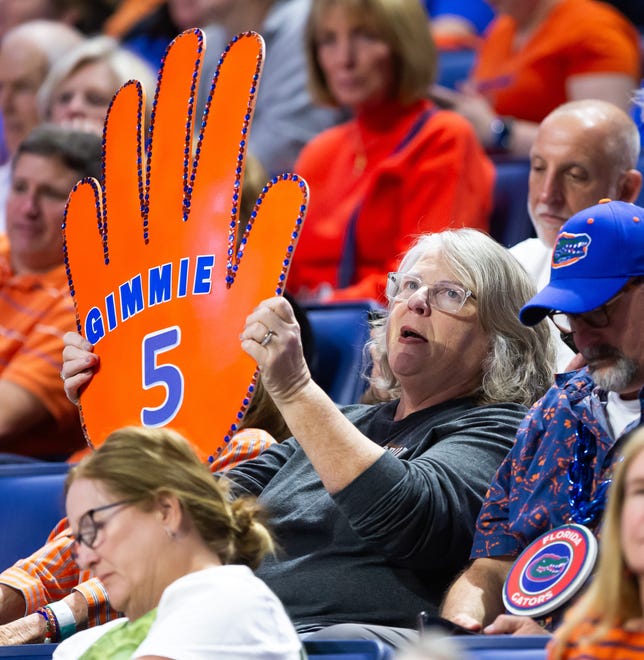 A Gator fan shows her support during the first half. The Florida men’s basketball team hosted the Mississippi State Bulldogs at Exactech Arena at the Stephen C. O’Connell Center in Gainesville, FL on Wednesday, January 24, 2024. [Doug Engle/Ocala Star Banner]