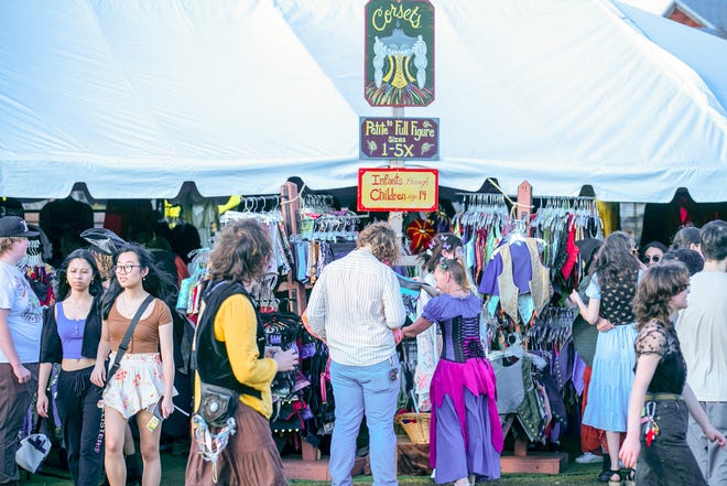 Lots of period clothing is available during the annual Hoggetowne Medieval Faire at Depot Park in Gainesville, FL on Saturday, January 27, 2024.